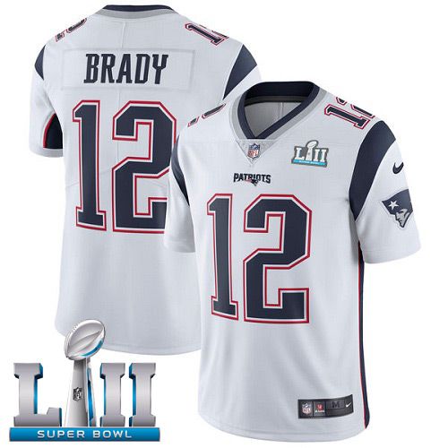 Youth New England Patriots #12 Brady White Limited 2018 Super Bowl NFL Jerseys->->Youth Jersey